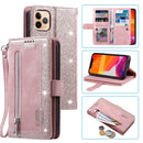 For iPhone 11 Pro Max Nine Card Zipper Bag Horizontal Flip Leather Case With Holder & Card Slots & Photo Frame & Wallet(Pink)