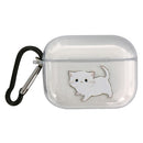 For AirPods Pro Transparent TPU Pattern Earphone Protective Case with Hook(White Cat)