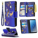 For Samsung Galaxy S9 Plus Colored Drawing Pattern Zipper Horizontal Flip Leather Case with Holder & Card Slots & Wallet(Purple Butterfly)