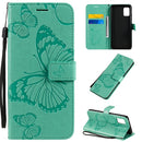 For Samsung Galaxy A51 5G 3D Butterflies Embossing Pattern Horizontal Flip Leather Case with Holder & Card Slot & Wallet(Green)