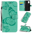 For Samsung Galaxy A71 5G 3D Butterflies Embossing Pattern Horizontal Flip Leather Case with Holder & Card Slot & Wallet(Green)
