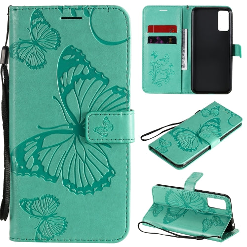 For Huawei Honor 30 Pro / 30 Pro Plus 3D Butterflies Embossing Pattern Horizontal Flip Leather Case with Holder & Card Slot & Wallet(Green)