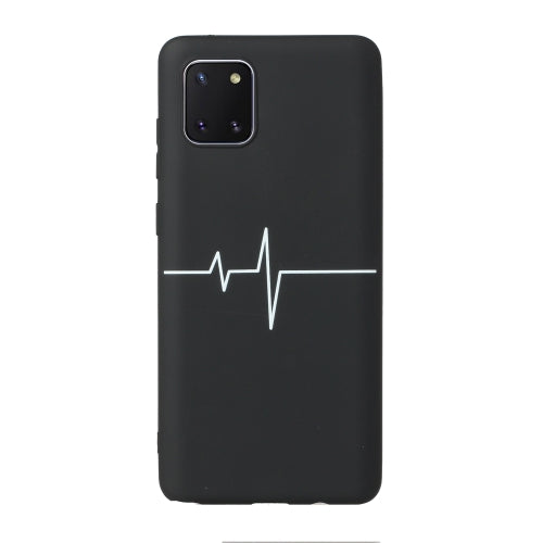 For Samsung Galaxy A81 Black Frosted Painted TPU Protective Case(Heart Rate)