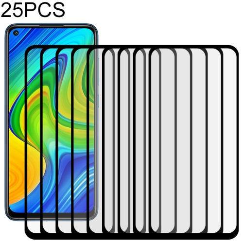 For Xiaomi Redmi 10X 4G 25 PCS Full Glue Full Screen Tempered Glass Film(Black)