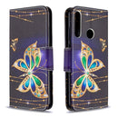 For Huawei Y6P Colored Drawing Pattern Horizontal Flip Leather Case with Holder & Card Slots & Wallet(Big Butterfly)