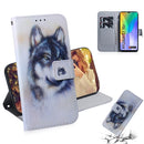 For Huawei Y6P Colored Drawing Horizontal Flip Leather Case with Holder & Card Slot & Wallet(White Wolf)