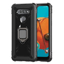 For LG K51 / Q51 Carbon Fiber Protective Case with 360 Degree Rotating Ring Holder(Black)