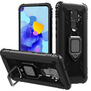 For Huawei nova 5i Pro / Mate 30 Lite / nova 5z Carbon Fiber Protective Case with 360 Degree Rotating Ring Holder(Black)