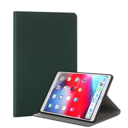 For iPad Air (2019) TPU Electric Pressed Horizontal Flip Leather Case with Holder(Dark Green)