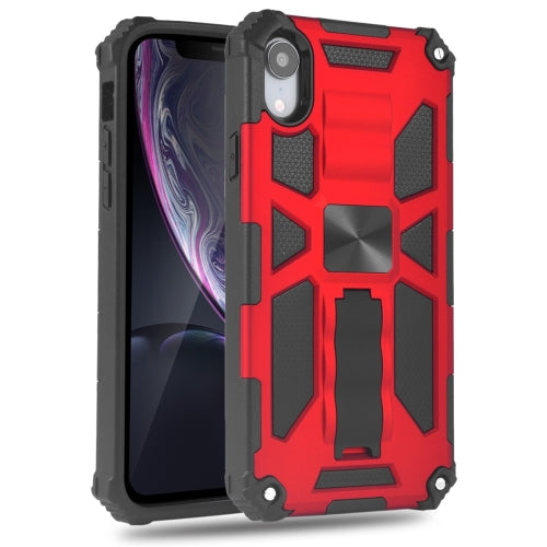 For iPhone XR Shockproof TPU + PC Magnetic Protective Case with Holder(Red)