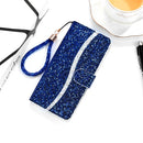 For Samsung Galaxy S9 Plus Glitter Powder Horizontal Flip Leather Case with Card Slots & Holder & Lanyard(Blue)