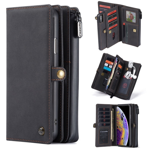 For iPhone XS Max CaseMe 018 Detachable Multi-functional Horizontal Flip Leather Case, with Card Slot & Holder & Zipper Wallet & Photo Frame(Black)