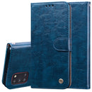For Samsung Galaxy A31 Business Style Oil Wax Texture Horizontal Flip Leather Case with Holder & Card Slots & Wallet(Royal Blue)