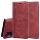 For Samsung Galaxy S20 Frosted Business Magnetic Horizontal Flip PU Leather Case with Holder & Card Slot & Lanyard(Brown)