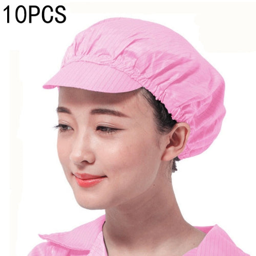 10 PCS Anti-static Dust-free Workshop Duck Tongue Working Cap With Skylight, Size:L(Pink)