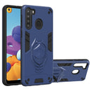 For Samsung Galaxy A21 2 in 1 Armor Knight Series PC + TPU Protective Case with Invisible Holder(Royal Blue)