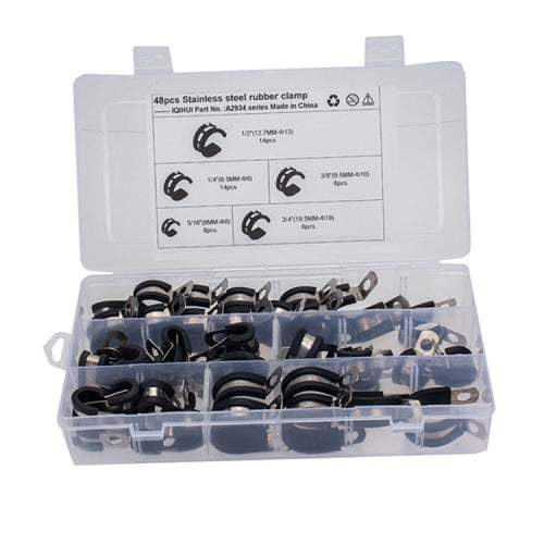 48 PCS Car Rubber Cushion Pipe Clamps Stainless Steel Clamps
