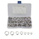 80 PCS Adjustable Single Ear Plus Stainless Steel Hydraulic Hose Clamps O-Clips Pipe Fuel Air Inside Diameter Range: 5.8-21mm