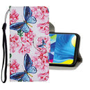 For Samsung Galaxy M11 Colored Drawing Pattern Horizontal Flip Leather Case with Holder & Card Slots & Wallet(Butterfly and Flowers)