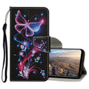 For Huawei Honor 9X Lite Colored Drawing Pattern Horizontal Flip Leather Case with Holder & Card Slots & Wallet(Fluorescent Butterfly)