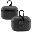 For AirPods Pro PC + PU Carbon Fiber Earphone Protective Case with Hook(Black)