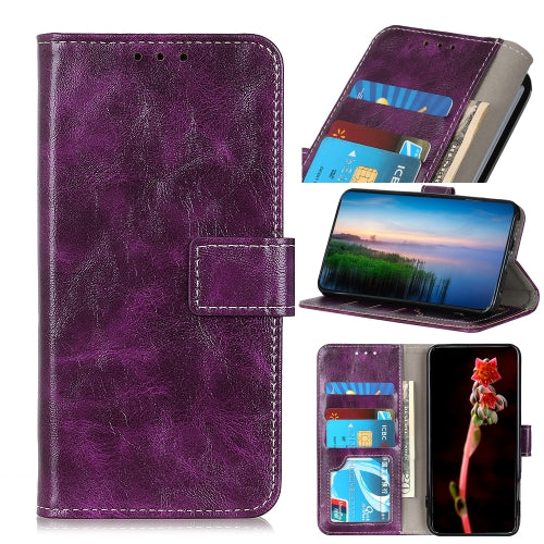 For Wiko Y61 Retro Crazy Horse Texture Horizontal Flip Leather Case with Holder & Card Slots & Photo Frame & Wallet(Purple)