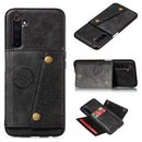 For OPPO Realme 6 Double Buckle PU + TPU Shockproof Magnetic Protective Case with Card Slot & Holder(Black)