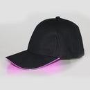 LED Luminous Baseball Cap Male Outdoor Fluorescent Sunhat, Style: Battery, Color:Black Hat Pink Light