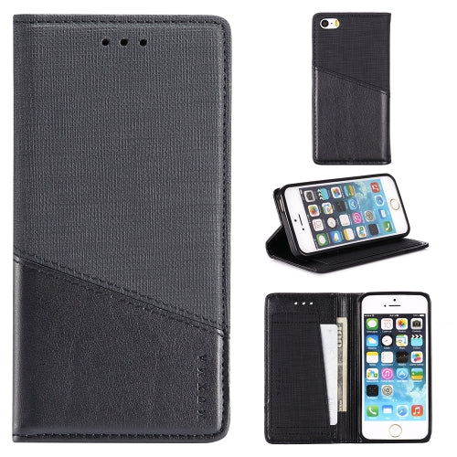 For iPhone 5 MUXMA MX109 Horizontal Flip Leather Case with Holder & Card Slot & Wallet(Black)