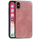 For iPhone X Crazy Horse Textured Calfskin PU+PC+TPU Case(Rose Gold)