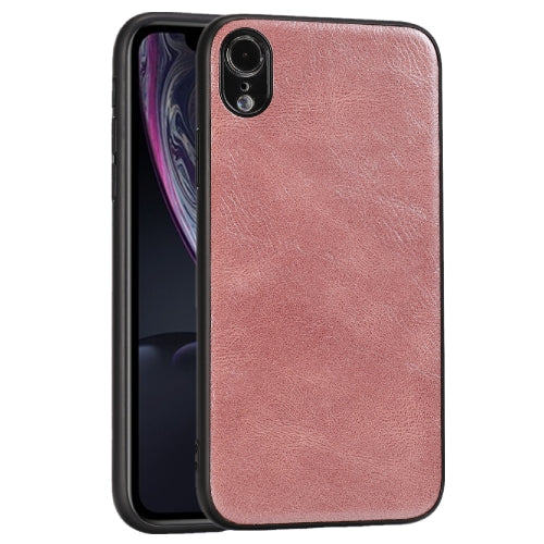 For iPhone XR Crazy Horse Textured Calfskin PU+PC+TPU Case(Rose Gold)