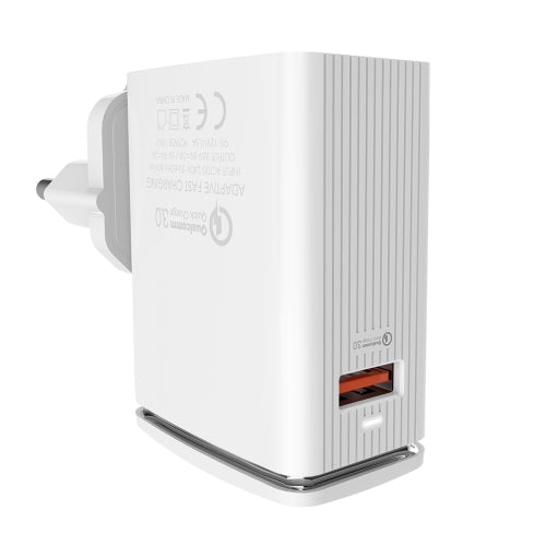 LDNIO A1301Q 2 in 1 18W QC3.0 USB Interface Travel Charger Mobile Phone Charger with Micro USB Data Cable, EU Plug