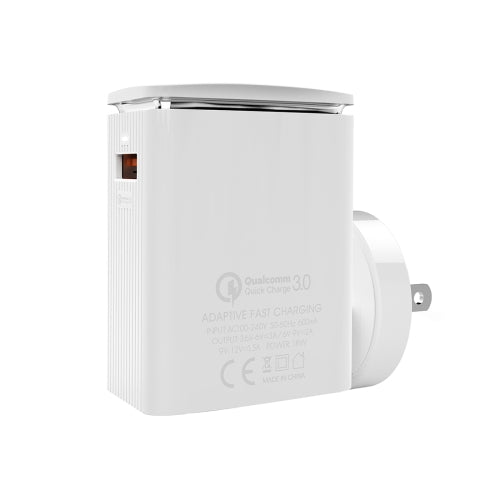 LDNIO A1301Q 2 in 1 18W QC3.0 USB Interface Travel Charger Mobile Phone Charger with Type-C / USB-C Data Cable, US Plug