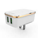 LDNIO A2204 2 in 1 12W Dual USB Interface Travel Charger Mobile Phone Charger with Micro USB Data Cable, US Plug