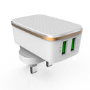 LDNIO A2204 2 in 1 12W Dual USB Interface Travel Charger Mobile Phone Charger with Micro USB Data Cable, UK Plug