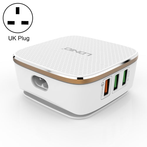 LDNIO A6704 QC2.0 USB + 5 USB Interfaces Travel Charger Mobile Phone Charger, Cable Length: 1.5m, UK Plug