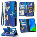 For Huawei P smart 2020 Colored Drawing Pattern Zipper Horizontal Flip Leather Case with Holder & Card Slots & Wallet(Gold Butterfly)