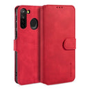 For Samsung Galaxy A21 (EU Version) DG.MING Retro Oil Side Horizontal Flip Case(Red)