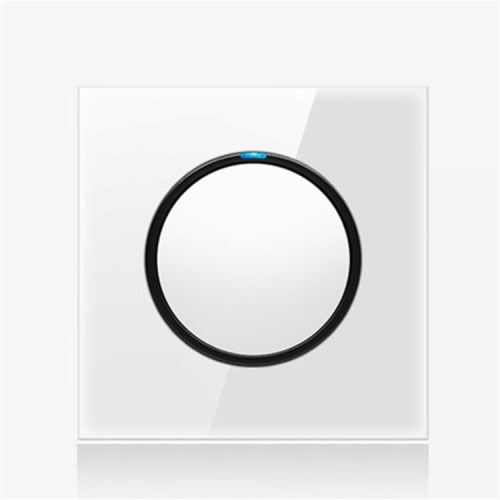 86mm Round LED Tempered Glass Switch Panel, White Round Glass, Style:One Open Dual Control