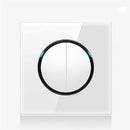 86mm Round LED Tempered Glass Switch Panel, White Round Glass, Style:Two Billing Control