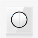 86mm Round LED Tempered Glass Switch Panel, White Round Glass, Style:Two Open Dual Control