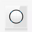 86mm Round LED Tempered Glass Switch Panel, White Round Glass, Style:Four Open Dual Control