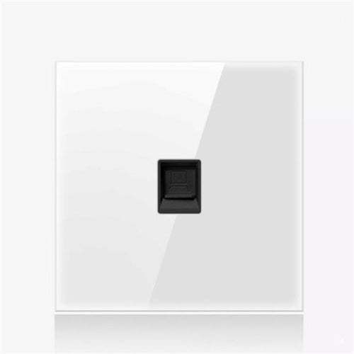 86mm Round LED Tempered Glass Switch Panel, White Round Glass, Style:Computer Socket