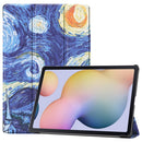 For Samsung Galaxy Tab S7 Plus Custer Painted PU Leather Case with Sleep / Wake-up Function & 3-Fold Holder(Starry Sky)