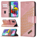 For Samsung Galaxy A51 Matching Color Crocodile Texture Horizontal Flip PU Leather Case with Wallet & Holder & Card Slots(Rose Gold)