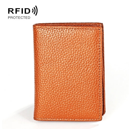 KB156 Antimagnetic RFID Men Leather Card Bag Card Holder(Brown)