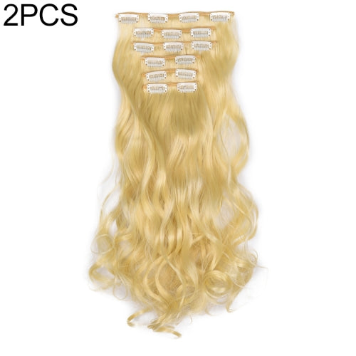 2 PCS 50cm 16 Card Long Curly Hair Wig Seamless Hair Extension Piece(20.613