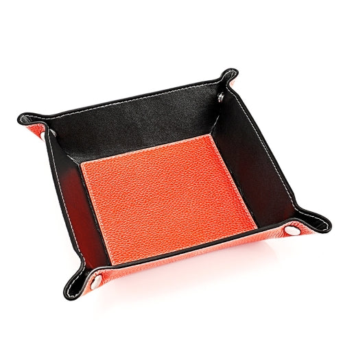 7001 Leather Desktop Square Storage Box Household Life Oddments Tray(Orange)