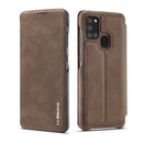 For Samsung Galaxy A21s LC.IMEEKE Hon Ancient Series Horizontal Flip Leather Case with Holder & Card Slot(Coffee)