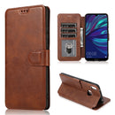 For Huawei Y7 2019 Calf Texture Magnetic Buckle Horizontal Flip Leather Case with Holder & Card Slots & Wallet & Photo Frame(Coffee)